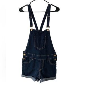 Papaya Darker Wash Denim Overall Shorts